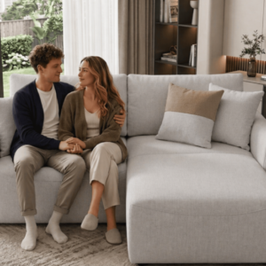 Sofá Retrátil e Reclinável SOHO – Conforto, Estilo e Resistência - Cinza Bouclé