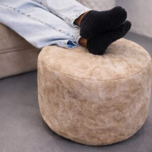 Puff Apoio de Pés Redondo 50x25 cm em Courano Angus – Conforto e Praticidade